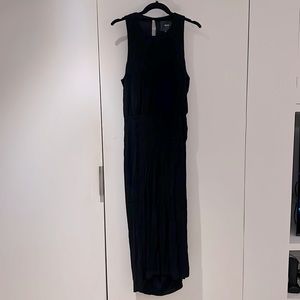 Maeve. Black jersey dress, size M. Midi length with side slit